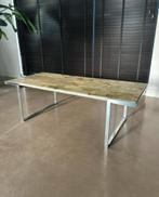 Vintage Onyx marmeren salontafel chromen onderstel, Huis en Inrichting, Tafels | Salontafels, Ophalen, Overige materialen, Gebruikt