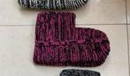 Warme Hand Gebreide sok sloffen roze/zwart one size nieuw, Overige typen, Zwart, Maat 35 t/m 38, Nieuw
