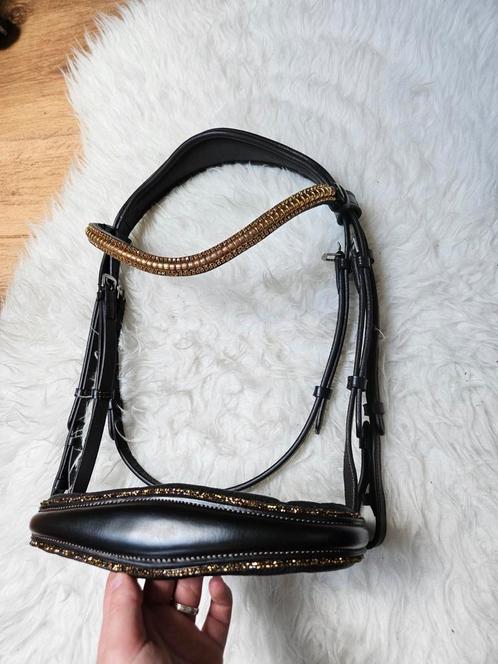 NIEUW Bruin Glitter Hoofdstel ZONDER Sperriem - ANATOMISCH, Dieren en Toebehoren, Paarden en Pony's | Hoofdstellen en Tuigage