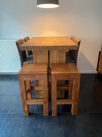 Teaken Bartafel met 4 stoelen 3 Bar Krukken** beschikbaar voor biedingen