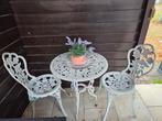 Tuinsetje met rozenmotief, Tuin en Terras, Ophalen of Verzenden, Gebruikt, Rond, Metaal