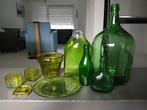 groen glas flessen schaaltje potjes vaas, Antiek en Kunst, Curiosa en Brocante, Ophalen of Verzenden