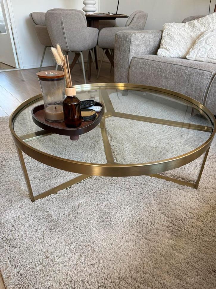 Sklum Salontafel Glas/Staal - Zo Goed Als Nieuw!, Huis en Inrichting, Tafels | Salontafels, Zo goed als nieuw, Minder dan 50 cm