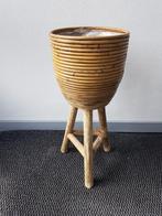 Rotan houten pot / bloempot op poten, Tuin en Terras, Bloempotten, Ophalen of Verzenden