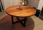 Massief Houten Eettafel • 130cm (Ophalen BE), Huis en Inrichting, Tafels | Eettafels, Ophalen, Gebruikt, 100 tot 150 cm, Rond