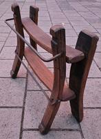 Antieke brutalist smeedijzeren, houten wijnrek., Huis en Inrichting, Woonaccessoires | Wijnrekken, Ophalen, Hout, Minder dan 50 cm