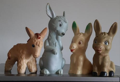 4 oude rubber speelgoed dieren o.a. rosebud en combex, Antiek en Kunst, Curiosa en Brocante, Ophalen