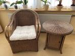 Rotan zitje (stoel + tafeltje), Ophalen of Verzenden, Zo goed als nieuw, Riet of Rotan