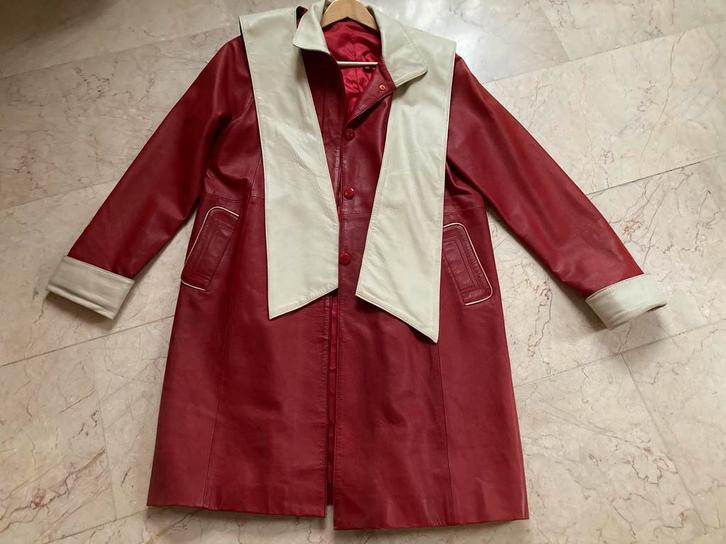 Dormeuil England Rode Leren design jas Maat L, Kleding | Dames, Jassen | Zomer, Zo goed als nieuw, Maat 42/44 (L), Rood, Ophalen of Verzenden