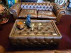 salon tafel met glasplaat chesterfield 1,30 x 0,80 x 0,50, Huis en Inrichting, Tafels | Salontafels, Ophalen, 100 tot 150 cm, 50 tot 75 cm