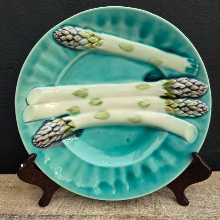 2 Antieke, majolica, asperge borden van Luneville, per stuk, Antiek en Kunst, Antiek | Keramiek en Aardewerk, Ophalen of Verzenden