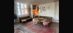 Designer bank, bruin fluweel, ronde hoeken, vintage., Huis en Inrichting, Banken | Bankstellen, Ophalen