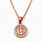 Roségoud Stalen Ketting + RVS Peace Symbol-Hanger, Overige materialen, Birgitta-Gracht 33, 6465 EL Kerkrade, Nederland, Verzenden