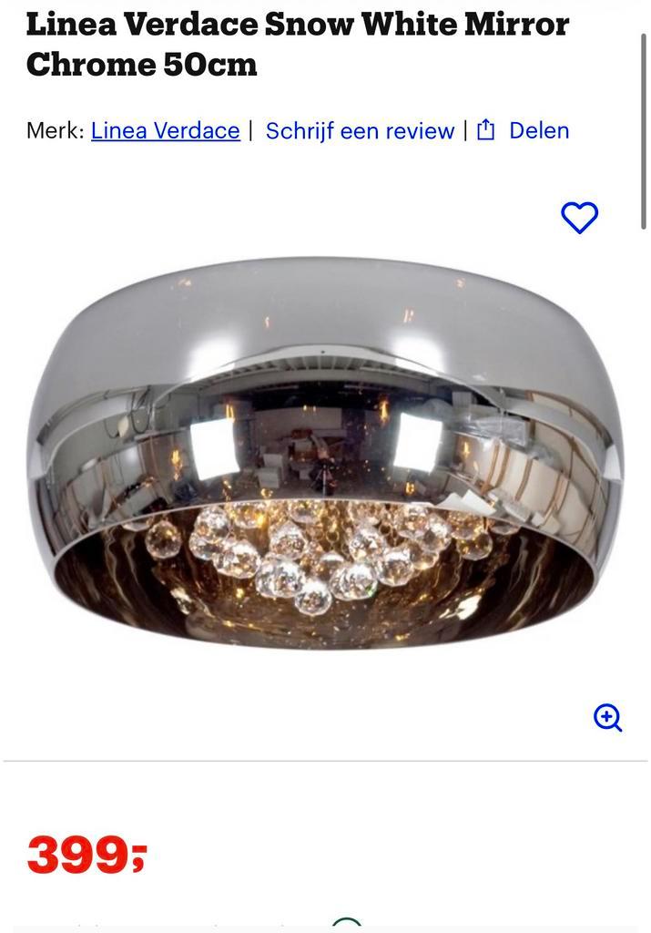 Kroonluchter linea Verdace Snow White Mirror Chrome 50cm, Sieraden, Tassen en Uiterlijk, Ringen, Zo goed als nieuw, Dame, 17 tot 18