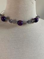 Paarse zilverkleurige ketting met spang, Sieraden, Tassen en Uiterlijk, Kettingen, Ophalen of Verzenden, Zo goed als nieuw, Paars