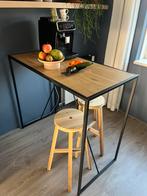 Hoge bartafel / eettafel, strak zwart met metalen frame, Ophalen, Gebruikt