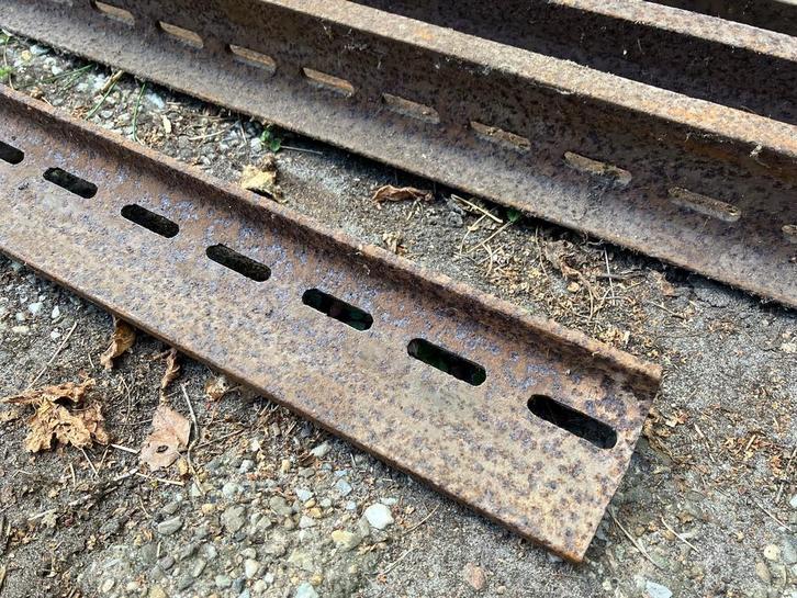 Antiek Stalen profiel, spoor rails, trein rails, I profiel, Doe-het-zelf en Verbouw, Metalen, Gebruikt, IJzer, Ophalen