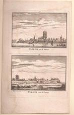 Woudrichem.Workum 2x aanzicht op blad.Kopergr. Abr.Rademaker, Antiek en Kunst, Ophalen of Verzenden