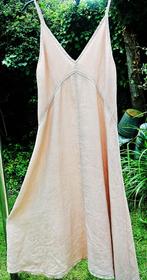 Jurk linnenmix a lijn wijd model speelse jurk zandkleur M, Maat 38/40 (M), Beige, Ophalen of Verzenden, Gedragen