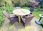 tuinset met ronde tafel, Tuinset, Eettafel, Hardhout, Gebruikt