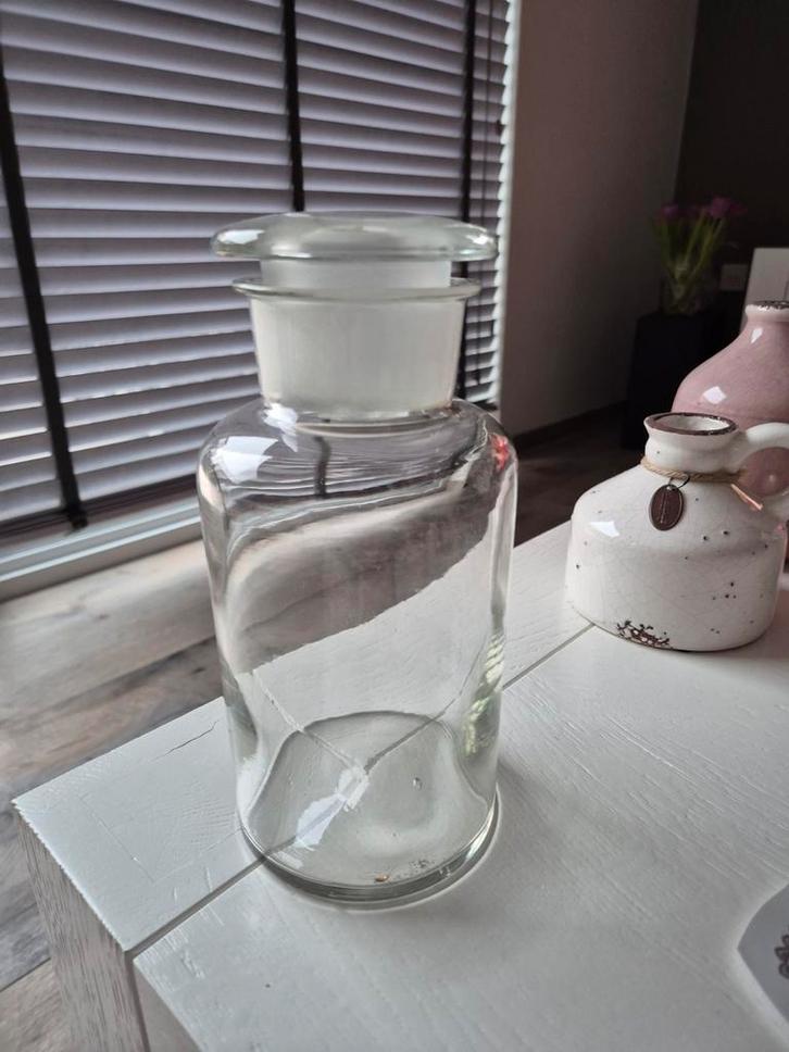 Vintage Glazen pot met stop deksel, Antiek en Kunst, Antiek | Glas en Kristal, Ophalen of Verzenden