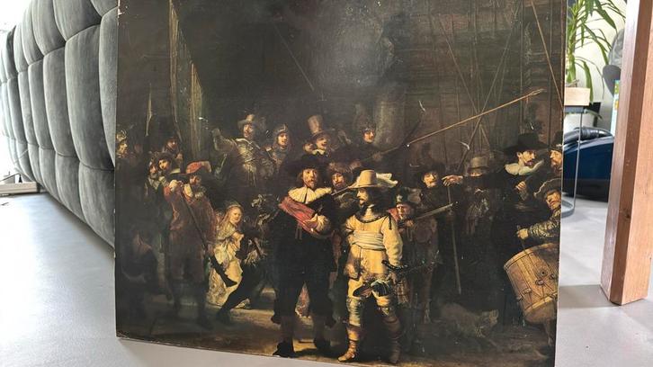 Schilderij nachtwacht en melkmeisje, Antiek en Kunst, Kunst | Schilderijen | Modern, Ophalen of Verzenden