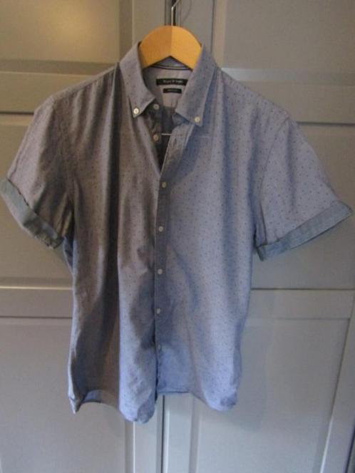 G596 Marc O’Polo mt M overhemd denim blauw korte mouw, Kleding | Heren, Overhemden, Zo goed als nieuw, Halswijdte 39/40 (M), Blauw
