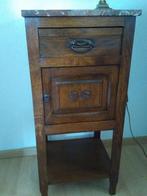 eiken NACHTKASTJE 86 cm hoog,  met marmer blad 40x 38 cm, Ophalen