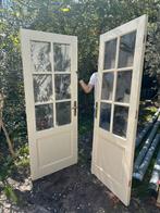 Twee buitendeuren hout en glas, Ophalen, Gebruikt, 80 tot 100 cm, Buitendeur