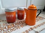 Vintage oranje voorraadbus koffie thee koffiekan prijs pst, Ophalen of Verzenden