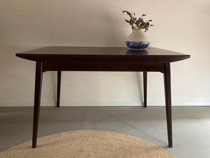 Midcentury vintage teak eettafel Van Teefelen voor Webé, Huis en Inrichting, Tafels | Eettafels, Gebruikt, 50 tot 100 cm, 200 cm of meer