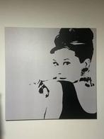 Audrey Hepburn canvas 90 x 90 cm, Huis en Inrichting, Woonaccessoires | Schilderijen, Tekeningen en Foto's, 75 tot 100 cm, Schilderij
