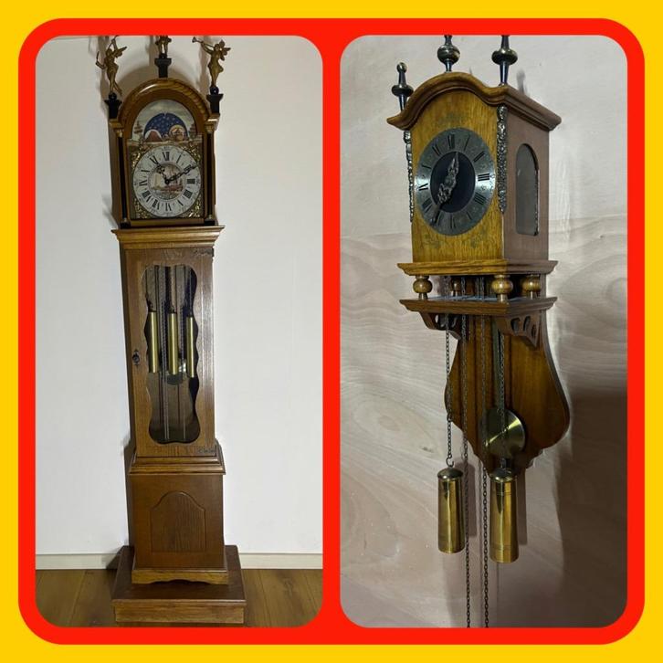 045. Mooie Staande Klok en Mooie Hangende Klok, Antiek en Kunst, Antiek | Klokken, Ophalen of Verzenden