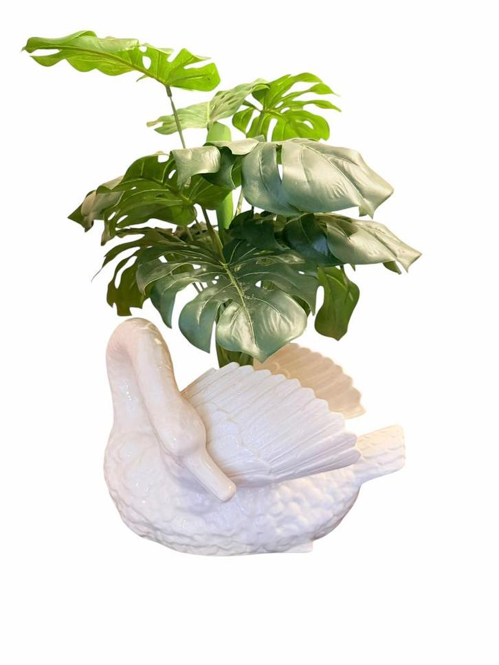 Grote Vintage Bloempot Zwaan in Porselein, Antiek en Kunst, Antiek | Woonaccessoires, Ophalen of Verzenden