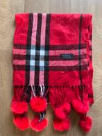 Vintage Burberry sjaal rood met pompoms, Kleding | Dames, Burberry, Ophalen of Verzenden, Zo goed als nieuw, Sjaal