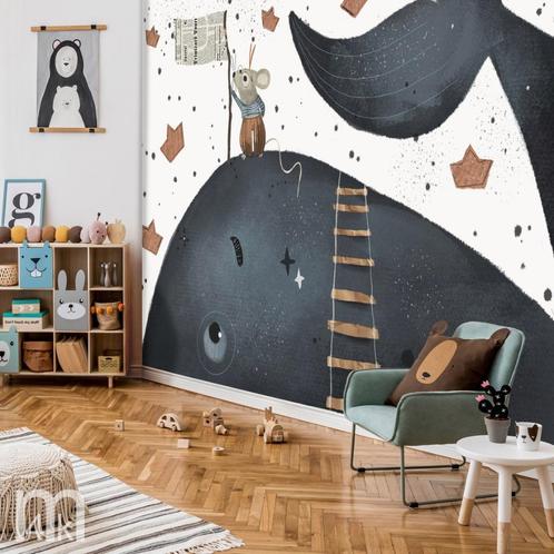 Walvis en Muis vlies behang - Ook op maat - Muurdeco4kids, Kinderen en Baby's, Kinderkamer | Inrichting en Decoratie, Nieuw, Wanddecoratie
