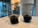 Twee retro tafellampen zeart met grijs rookglas, Ophalen, Minder dan 50 cm, Retro, Glas