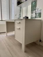 Massief houten bureau wit 140x60x74, Huis en Inrichting, Bureaus, Ophalen, Gebruikt