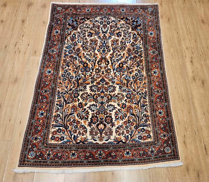 Vintage handgeknoopt perzisch tapijt sarough 154x109, Huis en Inrichting, Stoffering | Tapijten en Kleden, Gebruikt, 100 tot 150 cm