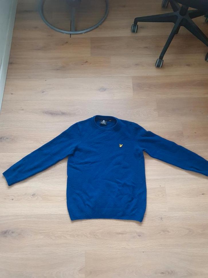 Lyle & Scott Wollen Trui Maat M, Kleding | Heren, Truien en Vesten, Zo goed als nieuw, Maat 48/50 (M), Blauw, Ophalen of Verzenden