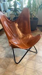 Leren Vlinder stoel (cognac kleur), Bruin, Leer, Ophalen of Verzenden, Zo goed als nieuw