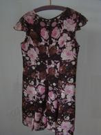 bruin-roze voile jurk / japon  maat 40, Maat 38/40 (M), Ophalen of Verzenden, Bruin, Zo goed als nieuw