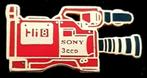 Sony Hi camera pin- rood goudkleur, Ophalen of Verzenden, Nieuw, Merk, Speldje of Pin