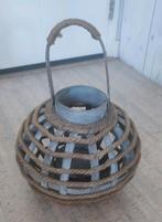 Vintage rond houten windlicht met touw, Ophalen of Verzenden, Zo goed als nieuw, Hout, Minder dan 25 cm