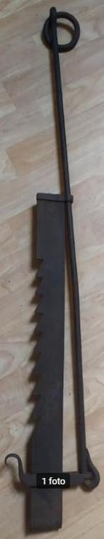 antieke smeedijzeren zaaghaal voor in de open haard, Antiek en Kunst, Ophalen of Verzenden