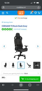 Gaming chair Corsair T3 Rush, Huis en Inrichting, Bureaustoelen, Ophalen, Zo goed als nieuw, Grijs, Gaming bureaustoel