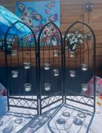 Design Drieluik metaal voor kaarssen waxinelichtjes plantjes, 50 tot 75 cm, Zwart, Ophalen of Verzenden, Zo goed als nieuw