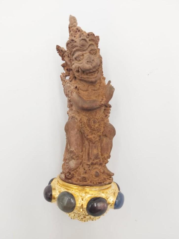 Handle Krrls Bali Hanoman Sawo Hout Zilver Vergulding HTA32, Antiek en Kunst, Kunst | Niet-Westerse kunst, Verzenden