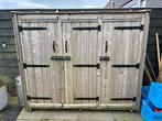 Tuinkast berging met drie deuren en zwart beslag op wielen, Tuin en Terras, Ophalen, Gebruikt, Hout, Overige typen
