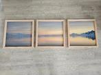 Drieluik landschap in houten baklijsten, Ophalen of Verzenden, Zo goed als nieuw